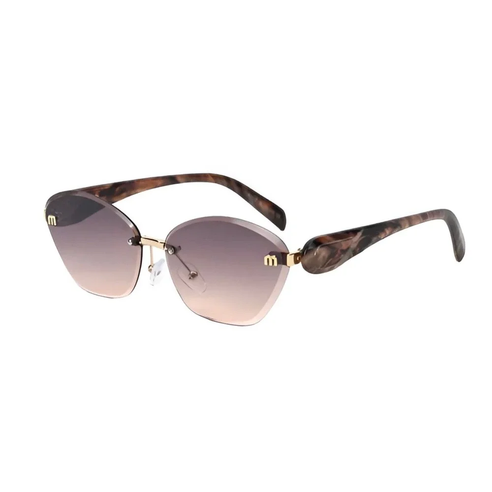 Rimless Cat Eye Sunglasses Gold Tortoise Gradient Lens Womens Modern Women 2026‎